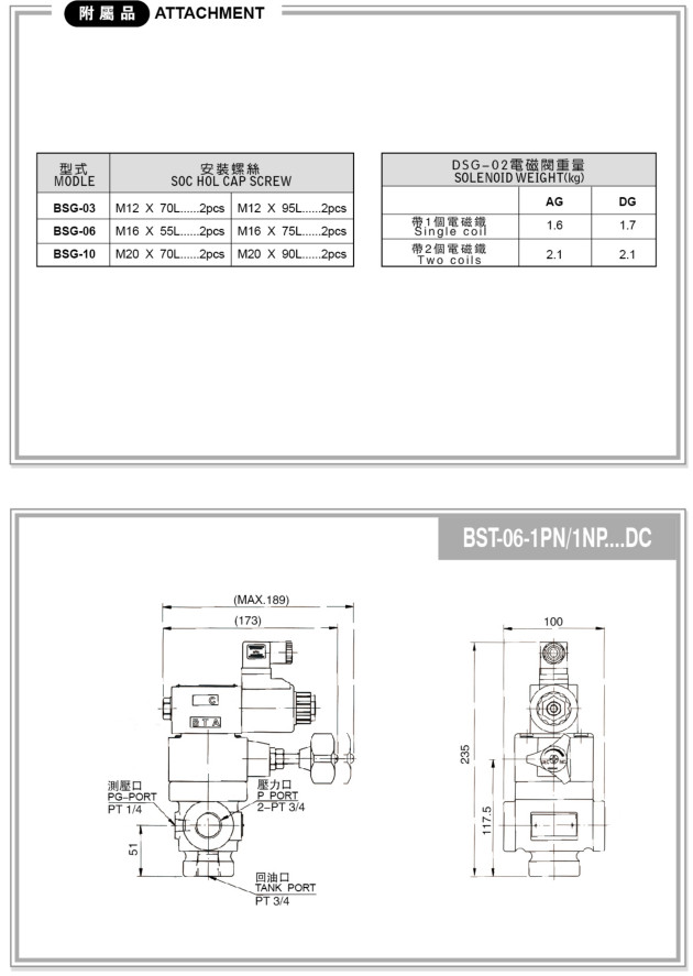 BSG、BST系列電磁溢流閥